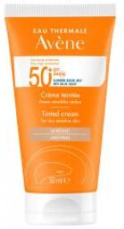 Eau Thermale - Solaire - Crème 50+ Uvb Uva Lumière Bleue Hev Peaux Sensibles Sèches Teintée 50 ml - Tube 50 ml