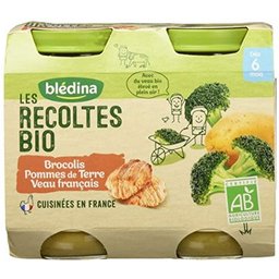 Blédina Pots bébé Brocoli Veau 6 Mois Bio 2x200g