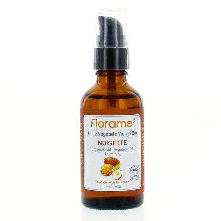 Huile végétale vierge bio de noisette flacon pompe 50ml