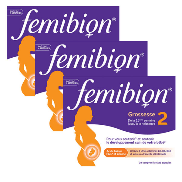 Fémibion 2 Grossesse 28 Comprimés + 28 Capsules Cure 12 Semaines - Lot de 3