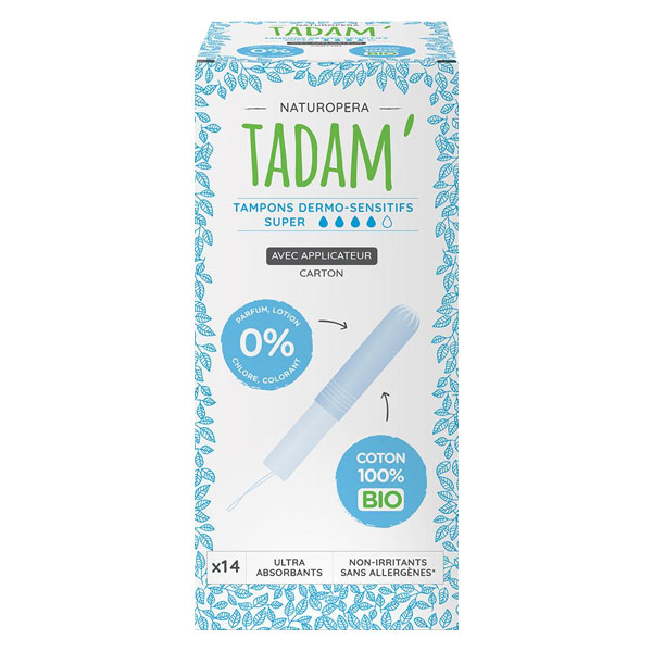 Hygiène Féminine Tampon Dermo-Sensitif avec Applicateur Super Bio 14 unités