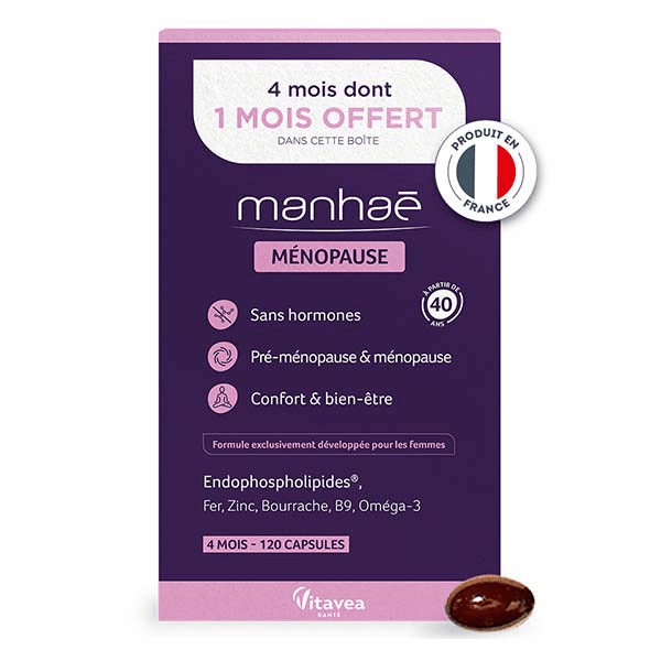 Ménopause - Acide Folique, Omega 3 - 120 Capsules - 4 mois