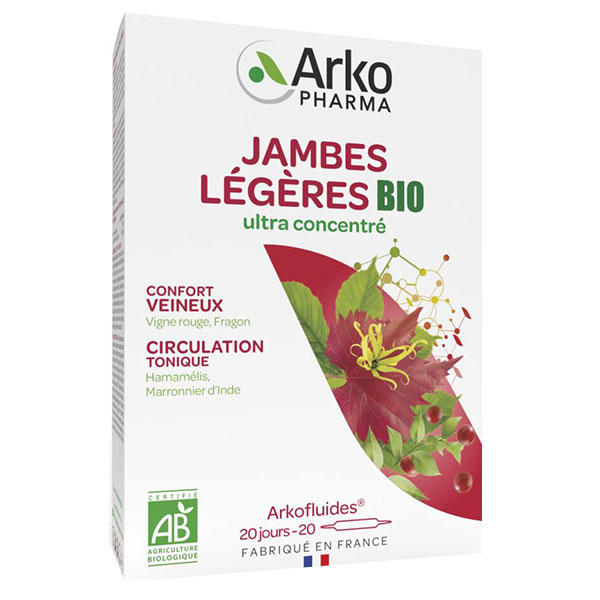 Arkofluides Jambes Légères Bio 20 ampoules
