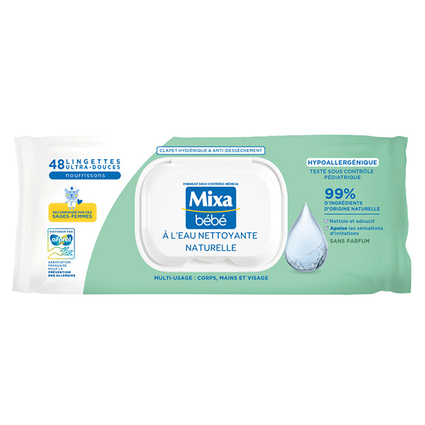 Lingettes Bébé Nettoyantes à L'eau Naturelle x48