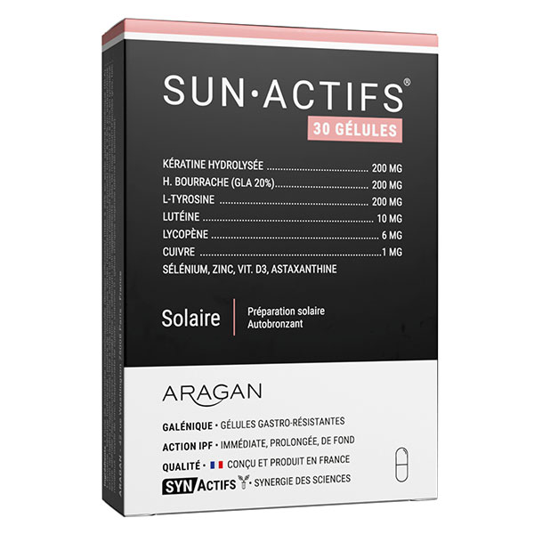 Aragan - - Sunactifs® - Autobronzant - Kératine, Sélénium - 30 gélules