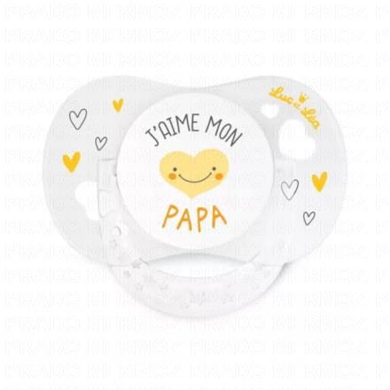 LUC ET LEA Essentiel collerette confort+ - Sucette 0-6 mois j'aime mon papa j'aime mon papa