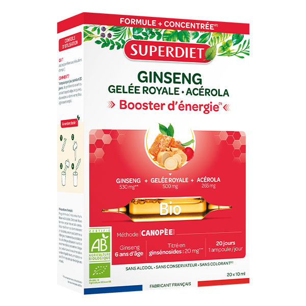 Ginseng Bio Gelée Royale & Acérola 20 ampoules de 10ml