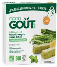 Baby le Bâtonnet Vert : Petit Pois Courgette Semoule de Maïs 120 g - Blister 6 bâtonnets de 20 g