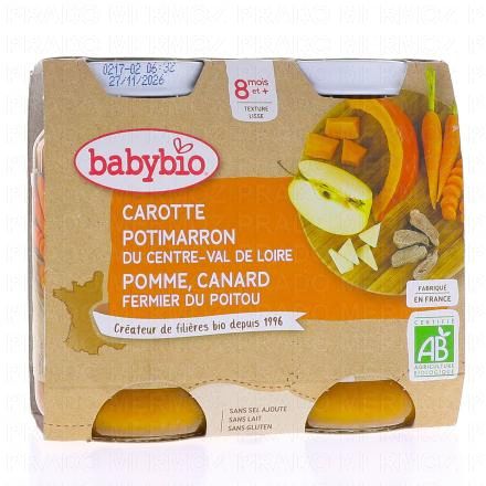 Repas du Midi - Petits pots carotte, potimarron, pomme, canard dès 8 mois 2x200g