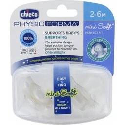 Sucette en silicone Physio Minisoft Nuit 2 - 6 M 2uds