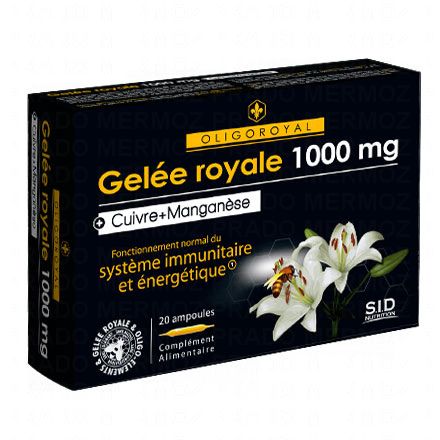 SID NUTRITION Oligoroyal gelée royale 1000mg - cuivre & manganèse boîte de 20 ampoules de 10ml