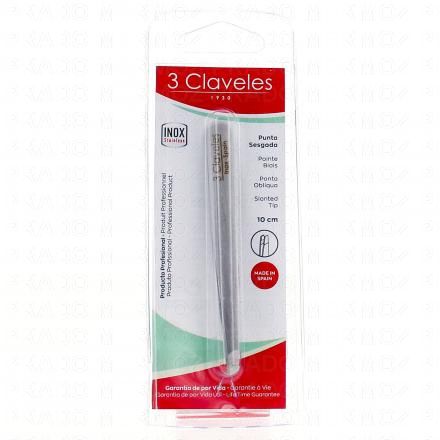 3 CLAVELES Pince à épiler pointe biais acier inox 10 cm