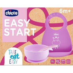 Easy Start Set Vaisselle Silicone Rose 6M+