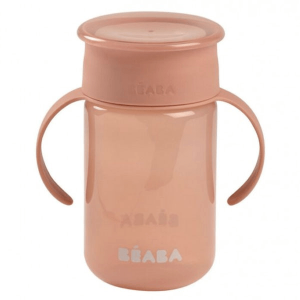 Tasse Apprentissage 360° Anti-Fuite Poignées Amovibles Rose 340 mL