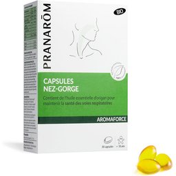 Pranarôm - Aromaforce - Capsules Nez-Gorge - Compléments Alimentaires Aux Huiles Essentielles - Origan(*) - (*) Maintient La Santé Des Voies Respiratoires - 100% Bio - 30 Capsules
