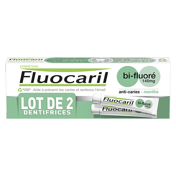 Cosmétique Bi-Fluoré 145mg Dentifrice Menthe Lot de 2 x 75ml