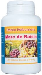 GELULES MARC DE RAISIN 200 gélules dosées à 250 mg poudre pure.
