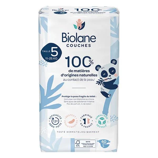 Couches Naturelles Taille 5 Protection 12H Zéro fuite 40 unités