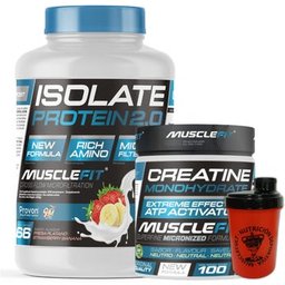 Pack Isolate 2kg Fresa y Plátano + Creatina 300g + Shaker