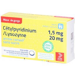 Arrow comprimé à sucer sans sucre cétylpyridinium/lysozyme