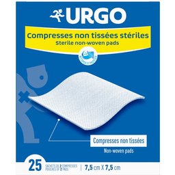 Compresses Non Tissées Stériles 7,5cm x 7,5cm 2x25 Unités
