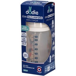 Biberon Tétine Multi-Perforée Anti-Colique Rose +3M 270 ML