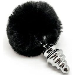 Anal Pleasure Plug Spirale Métal Pompon Noir Taille L 1ut