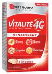 Vitalité 4G Dynamisant Goût Mandarine 30 Comprimés à Croquer - Boîte 30 comprimés à croquer