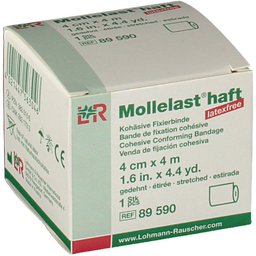 Mollelast® haft Bande de fixation biélastique cohésive 4 cm x 4 m