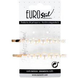Clip long en or avec perles assorties 2 pcs