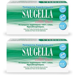 - Cotton Touch - Tampons Hygiéniques sans Applicateur - Flux Normaux - 100% Coton - Hypoallergéniques, Confort et Sécurité - Enrichis en Thymol et en Huile d'Amande Douce - Pack de 16