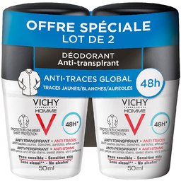 Lot*2 Homme Déodorant Bille 48H Anti-Transpirant Anti-Traces Protection Chemise 2 x 50 ml