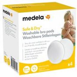 Safe & Dry 4 Coussinets d'Allaitement Lavables - Boîte 4 coussinets
