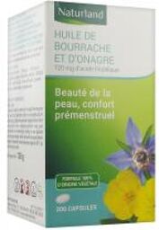 Huile Végétale de Bourrache Bio - Complément Alimentaire 200 Capsules - Pot 200 capsules