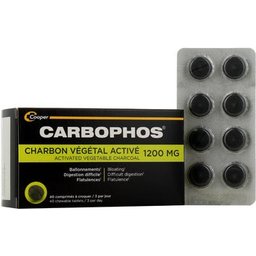 Carbophos Charbon Végétal Activé 40 Comprimés À Croquer