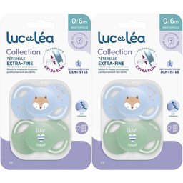 LUC ET LEA Duo de sucettes anatomiques extra-fines – Renard et Petit Cœur