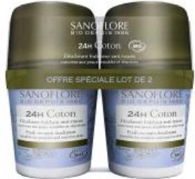 24H Coton Déodorant Fraîcheur Anti-Traces Roll-On Bio Lot de 2 x 50 ml - Lot 2 x 50 ml
