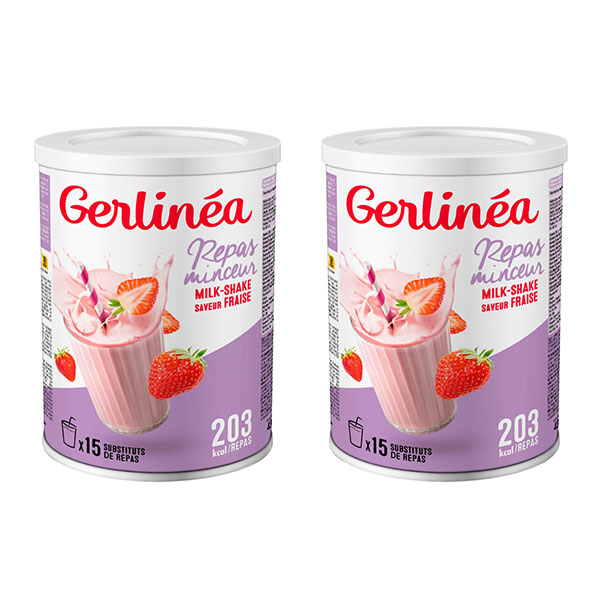 Gerlinéa Milk-Shake Repas Minceur - Saveur Fraise - 30 repas - Lot de 2