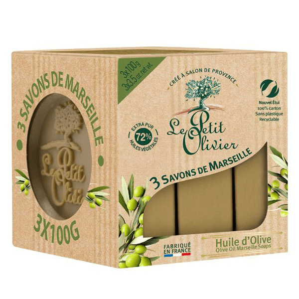 - 3 Savons de Marseille Huile d'Olive 3x100g