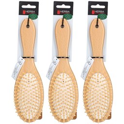 Herba Brosse à cheveux avec manche en bois, ovale, en hêtre FSC