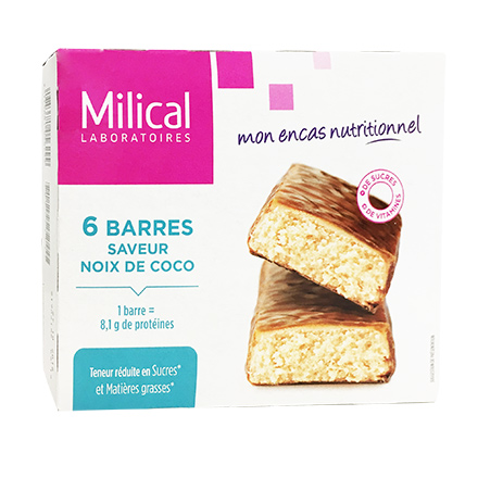 Barres hypocalorique, riche en protéines goût coco Boite de 6