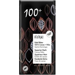 Chocolat Noir 100% con Nibs Cacao Bio 80g