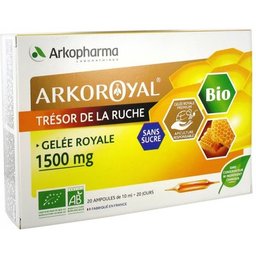 Arkoroyal Gelée Royale Bio Sans Sucre 1500mg 20 Ampoules