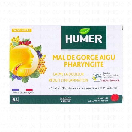 Mal de gorge aigu pharyngite fruits rouges 20 pastilles sans sucre