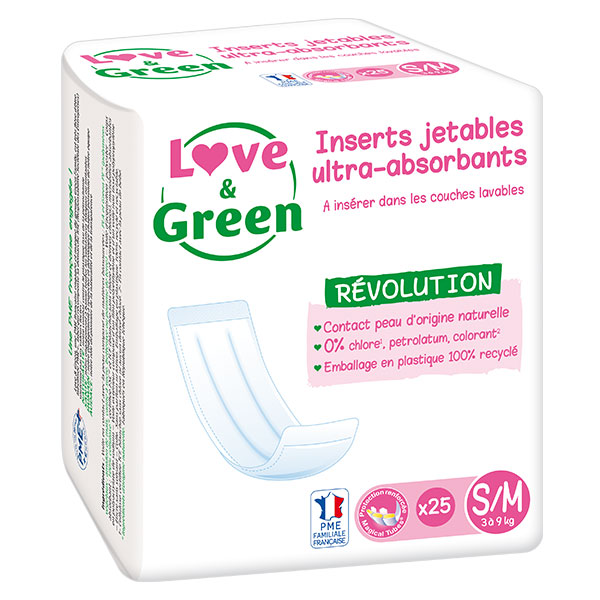 Change Bébé Insert Jetable pour Couche Lavable Taille S/M 25 unités