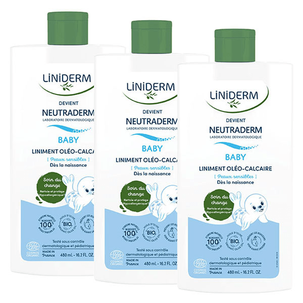 Bébé Liniderm Liniment Oléo-Calcaire Bio - Lot 3x 480ml