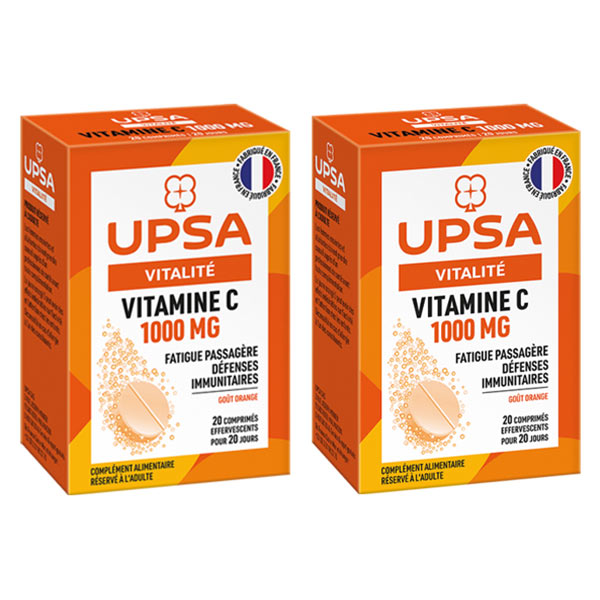 Lot Promo Vitamine C 1000mg 2 x 20 comprimés effervescents