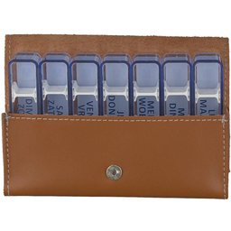 Pilulier Semaine Cuir Cognac