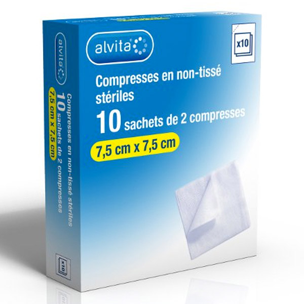 Compresse Non-Tissée 7,5 x 7,5cm Lot de 10 x 2 unités