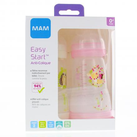 Easy Start Anti-Colique biberon débit 2 260ml lot de 2 rose et blanc